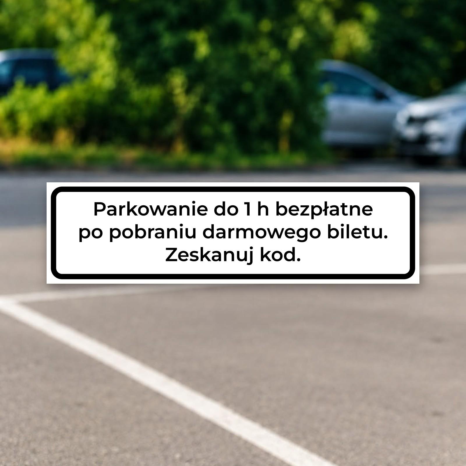 Tabliczka uzupełniająca biała – bezpłatny 1 h