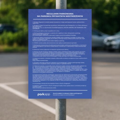 Tablica regulamin - Niebieska