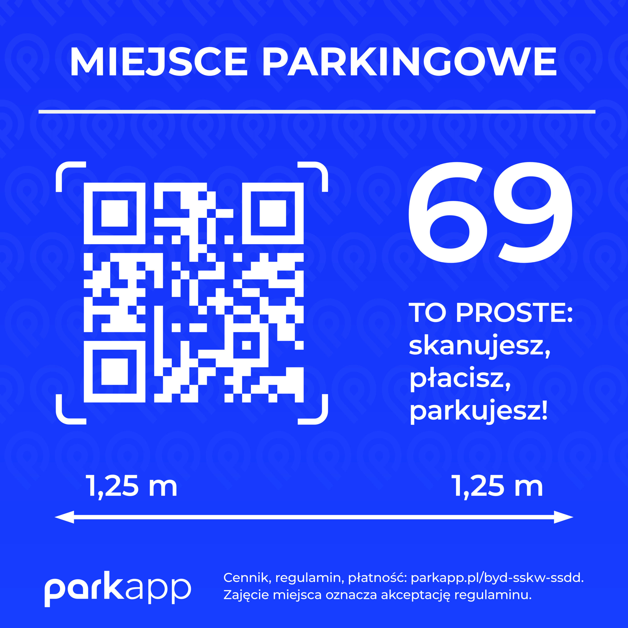 Tablica numeracyjna z kodem QR niebieska